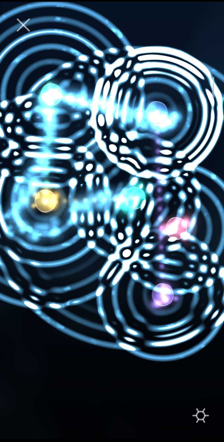 Overlapping ripples and colourful rising bubbles